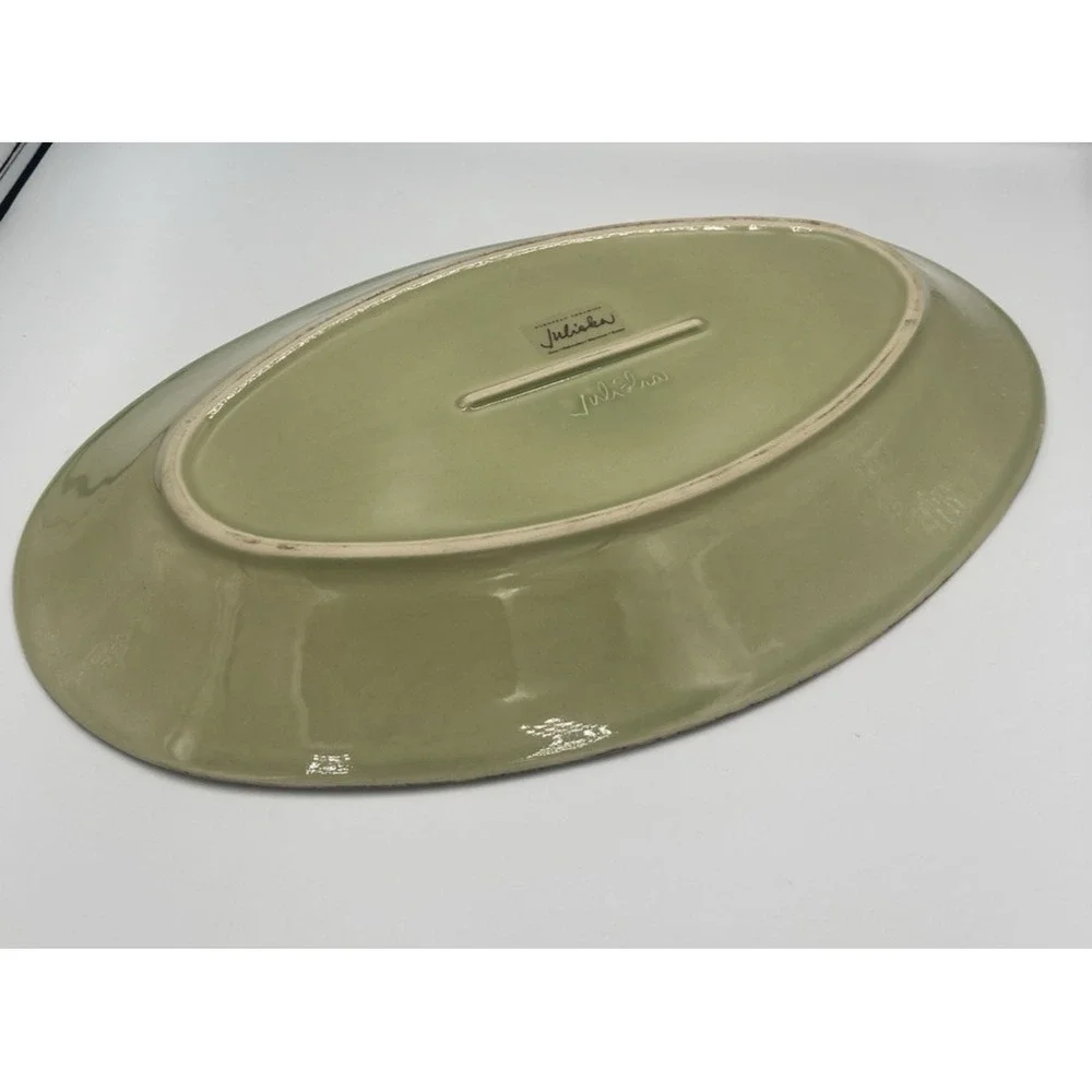 NEW JULISKA Berry & Thread Pistachio Green Oval Serving Platter 17 3/4